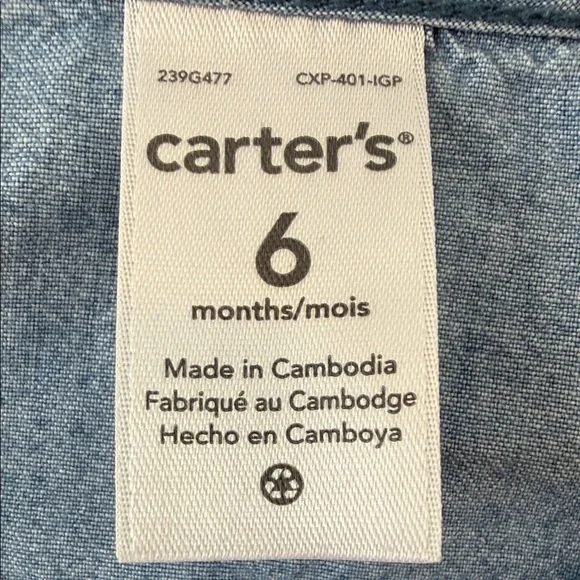 Carter's Light Blue Denim-Look Peplum Top - Picture 3 of 4